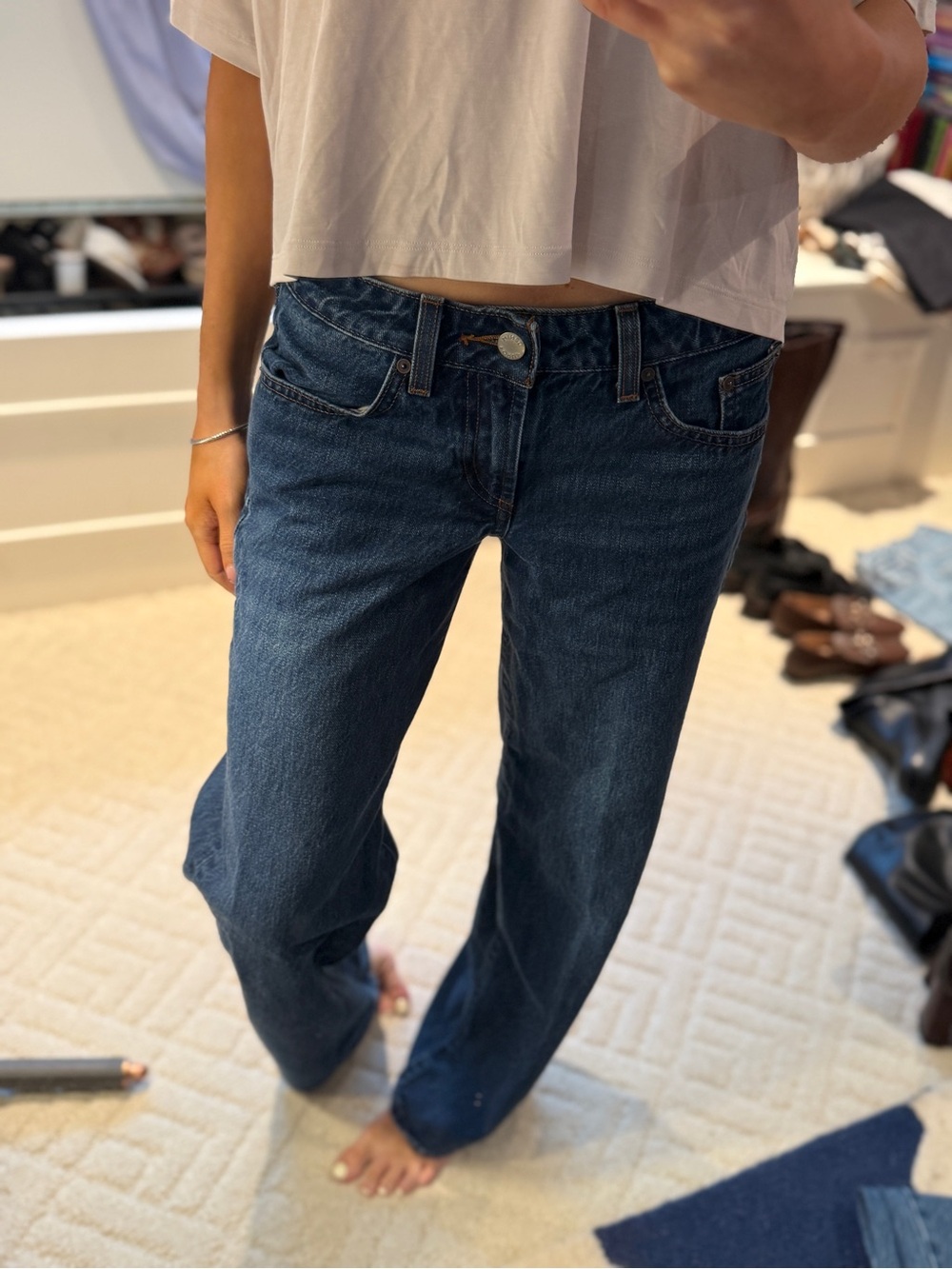 Aritzia Denim Forum ’90s Ultra Lo-Rise Baggy Jean Dark Blue Size 24